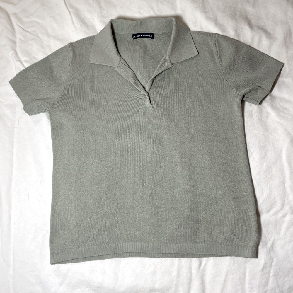 Brandy Melville woven knit polo Small